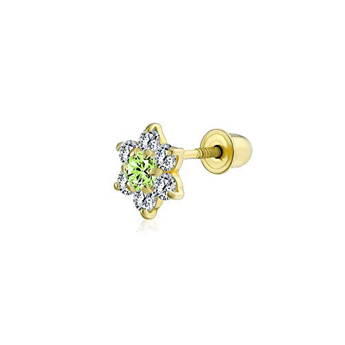 Tiny Cubic Zirconia Flower Helix Cartilage Ear Lobe Piercing Conch Daith CZ 1 Piece Stud Earring For Women Teen Real 14K Gold Screwback 4MM Tiny Cubic Zirconia Flower Helix Cartilage Ear Lobe Piercing Conch Daith CZ 1 Piece Stud Earring For Women Teen Real 14K Gold Screwback 4MM