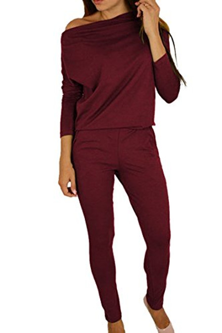 Womens 1PC Trendy Jumpsuit Sleeveless Broken Hole Waisted Club Long Romper Outfit Small  09-ruby