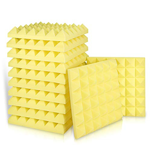 Acoustic Foam Panels Studio Wedge Tiles 2 inch  X 12 inch  X 12 inch  Acoustic Foam Sound Absorption Pyramid Studio Treatment Wall Panels for Home and Office