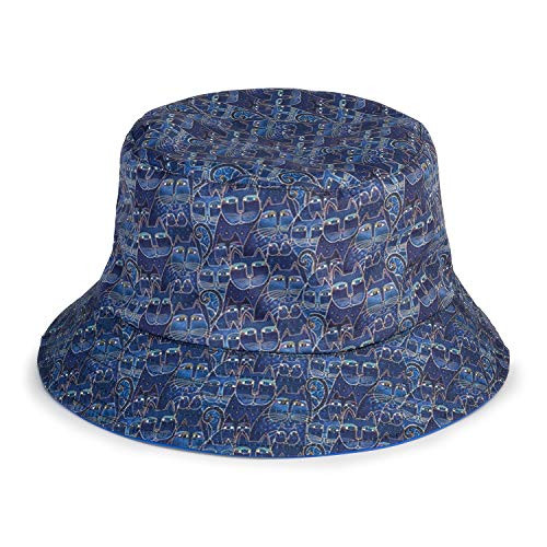Laurel Burch Indigo Cats Print Reversible Bucket Hat