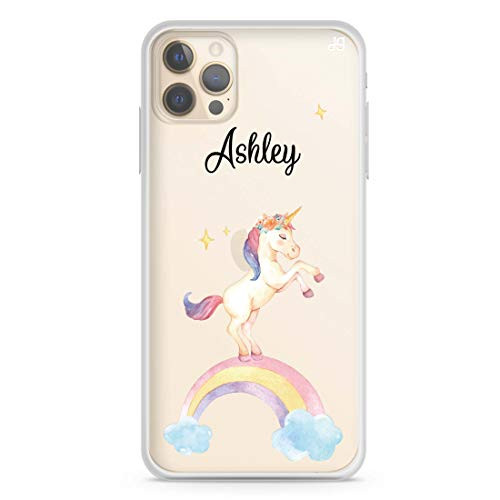Rainbow Unicorn Unicorn iPhone 12 Pro Max Soft Clear Case iPhone 12 iPhone 12 Pro iPhone 12 Pro Max iPhone 12 mini Custom Your Name Personalized Phone Case  Hanogram Case