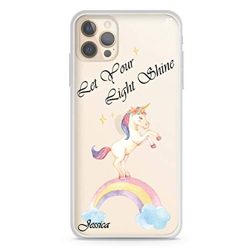Rainbow Unicorn iPhone 12 Pro Max Soft Clear Case iPhone 12 iPhone 12 Pro iPhone 12 Pro Max iPhone 12 mini Custom Your Name Personalized Phone Case  Hanogram Case