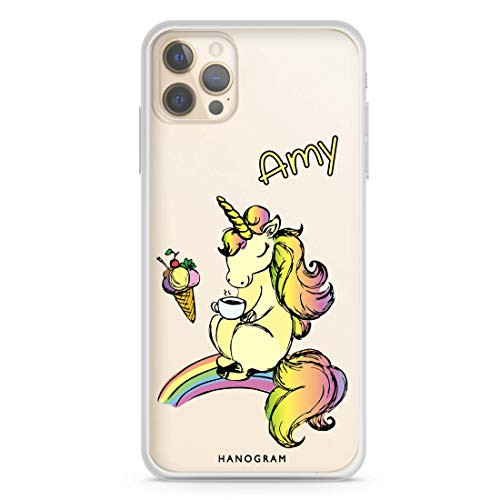 Cute Unicorn iPhone 12 Pro Max Soft Clear Case iPhone 12 iPhone 12 Pro iPhone 12 Pro Max iPhone 12 mini Custom Your Name Personalized Phone Case  Hanogram Case