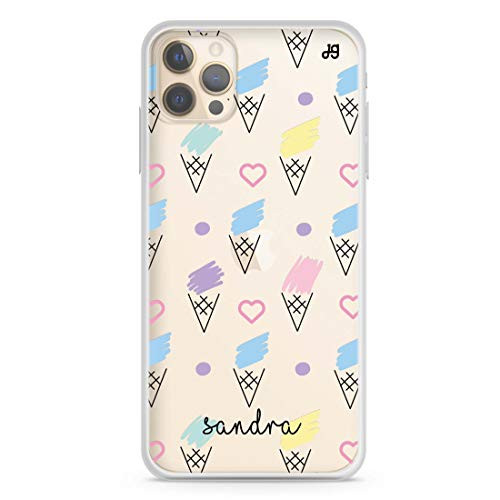 Ice cream Pattern iPhone 12 Pro Max Soft Clear Case iPhone 12 iPhone 12 Pro iPhone 12 Pro Max iPhone 12 mini Custom Your Name Personalized Phone Case  Hanogram Case