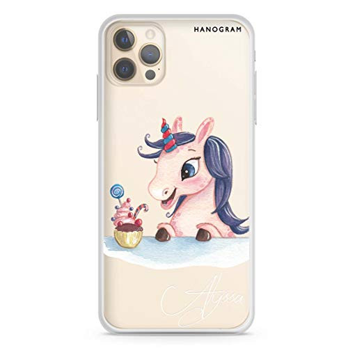Rainbow Unicorn And Cupcake iPhone 12 Pro Max Soft Clear Case iPhone 12 iPhone 12 Pro iPhone 12 Pro Max iPhone 12 mini Custom Your Name Personalized Phone Case  Hanogram Case