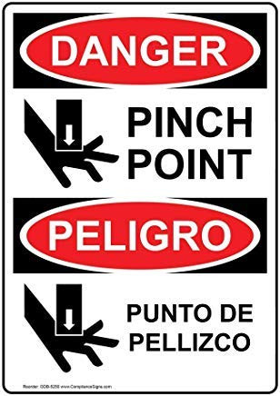 liuKen Danger Pinch Point English  plus  Spanish OSHA Safety Metal Warning SignsPrivate SignGarden Fence Yard Sign 8 inch x12 inch  for Machinery