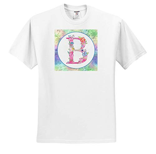 3dRose Anne Marie Baugh - Monograms - Pretty Whimsical Pink Flower Monogram Initial B - Toddler T-Shirt  2T   ts_340786_15