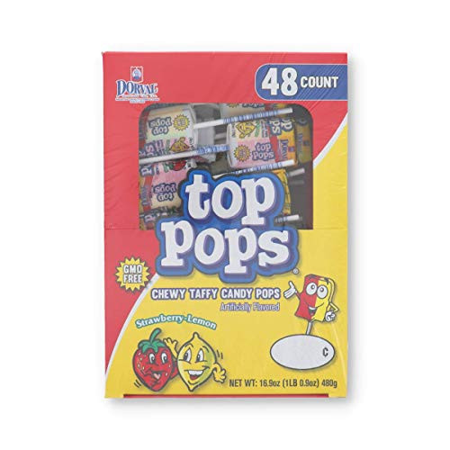 Top Pops Strawberry Lemon Lollipops Count 48 - Sugar Candy   Grab Varieties  and  Flavors