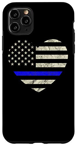iPhone 11 Pro Max Thin Line Blue Heart Police Cop Back the Blue Gift Case