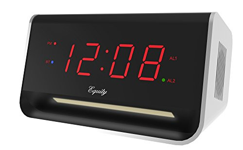 Equity by La Crosse 75910 0.9 Inch LED Alarm with Bluetooth  and  USB 0.9-Inch Red