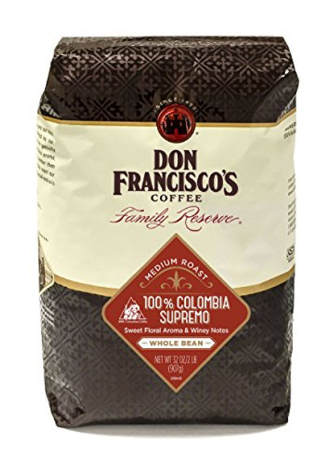 Don Francisco's Coffee, Colombia Supremo Whole Bean Medium Roast, 32-Ounce