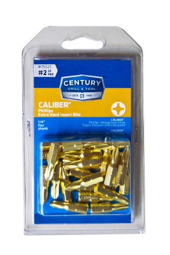 Century Drill and Tool 70525#2 Phillips Drywall Screwdriver Bit, 25-Pack