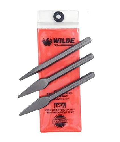Wilde Tool 3pc 5 32 Diamond 1 4in Cape and Round Chisel Set w Pouch MADE IN USA CD.CP.CR3-VP