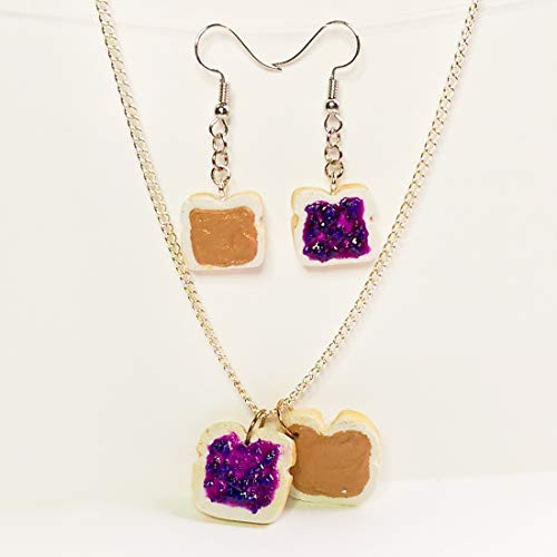Peanut Butter and Grape Jelly Earrings and Necklace Set Faux Food Jewelry Halloween Thanksgiving Fall Christmas Peanut Butter and Grape Jelly Earrings and Necklace Set Faux Food Jewelry Halloween Thanksgiving Fall Christmas