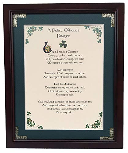A Police Officers Prayer - Personalizable Framed Green Matted Blessing