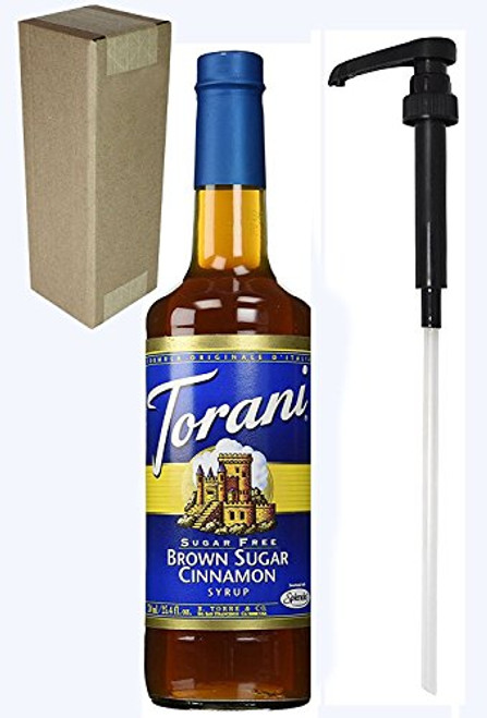 Torani Sugar Free Brown Sugar Cinnamon Flavoring Syrup 750mL 25.4 Fl Oz Glass Bottle Individually Boxed With Black Pump Torani Sugar Free Brown Sugar Cinnamon Flavoring Syrup 750mL 25.4 Fl Oz Glass Bottle Individually Boxed With Black Pump