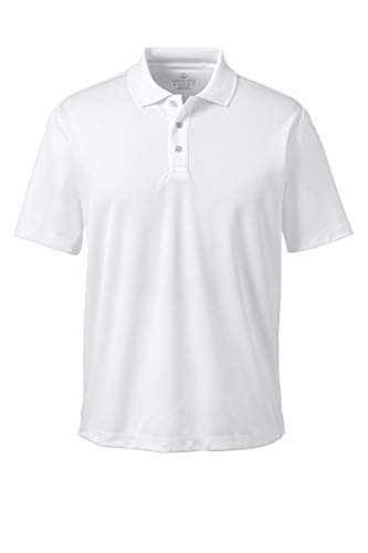 Lands End Mens Short Sleeve Solid Active Polo Shirt White Regular Small