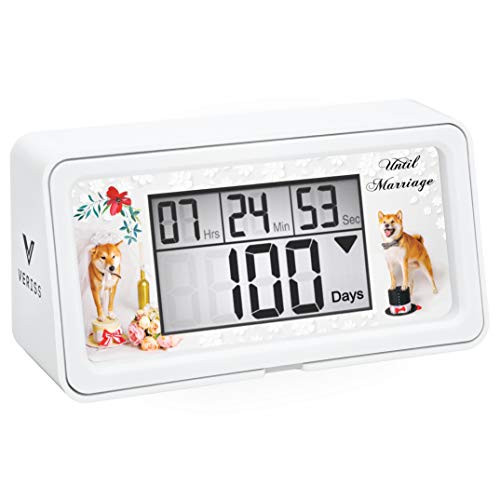 VERISS Wedding Countdown Clock  Digital Count Down Timer for Wedding Baby Due Date  Pregnancy  and All of The Big Events in Your Life for up to 10000 Days - Dog Collection  White - 4 Frames