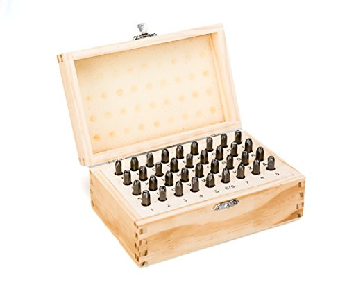 1/8 inch 3mm Letter and Number Stamp Set 36pcs 40Cr Alloy Steel Metal Stamp Number & Letter Punch Set in a Wooden case