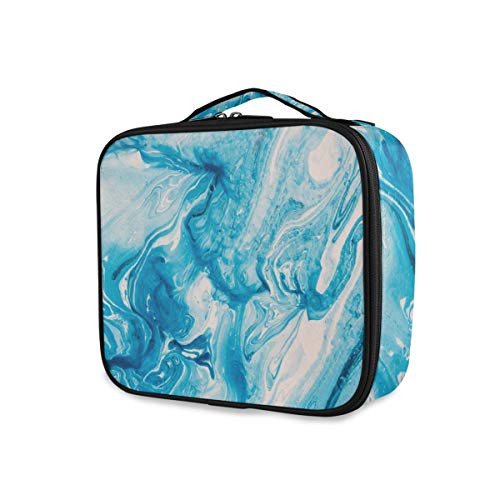 Blue Marble Travel Cosmetic Makeup Bag Organizer Cosmetic Train Case Toiletry Bags Pouch for Women - Professional Beauty Storage