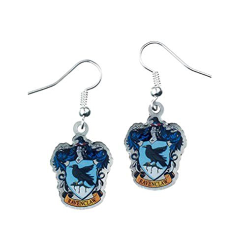 Harry Potter Official Silver Plated Ravenclaw Crest Drop Earrings on Card