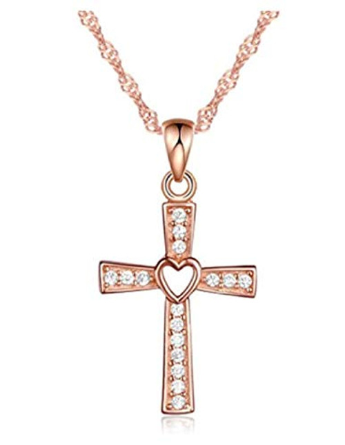 N H Infinite U Classic Cross Crucifix Pendant Chain Necklace 925 Sterling Silver Cubic Zirconia N H Infinite U Classic Cross Crucifix Pendant Chain Necklace 925 Sterling Silver Cubic Zirconia
