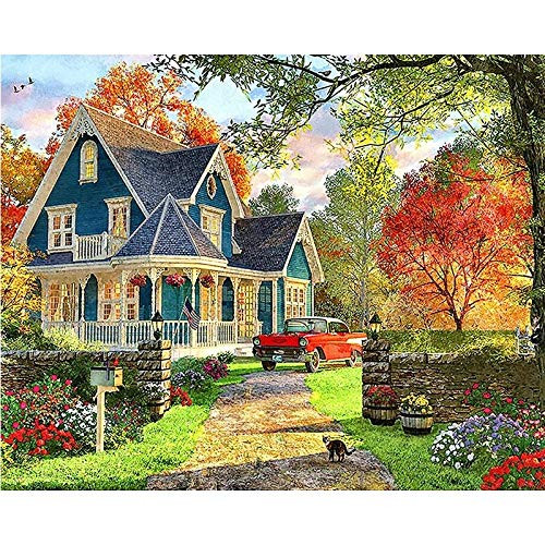 ZFSDD 5D Diamond Painting Mosaic Garden Cross Stitch Car House Scenery Diamond Embroidery Crystal Rhinestone  Round Drill 40X50Cm
