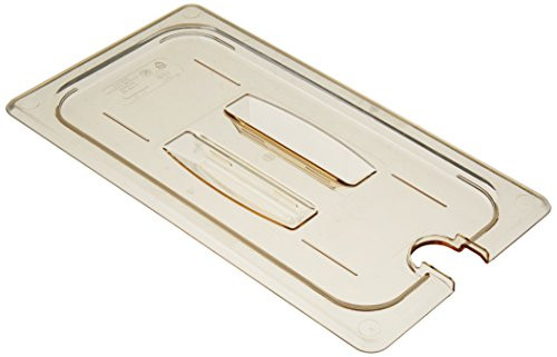 Cambro 30HPCHN150 Amber 1/3 Size Notched H-Pan Cover with Handle