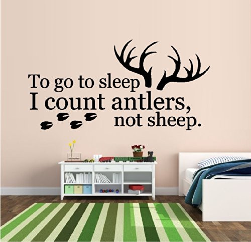 BestPricedDecals to GO to Sleep I Count Antlers NOT Sheep 22  ~ Wall Decal 20 inch  X 40 inch  LRG