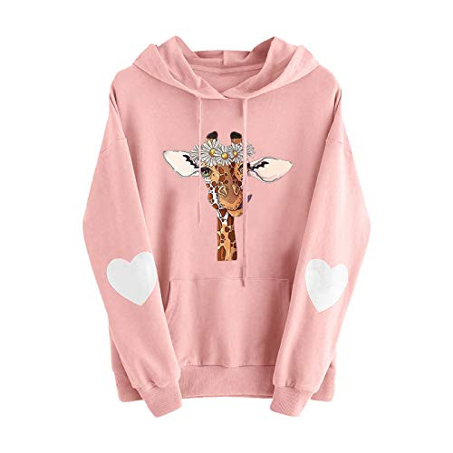Womens Pullover Sweatshirt Funny Animal Pattern Printed Hooded Tops Casual Long Sleeve Drawstring Hoodies With Pockets