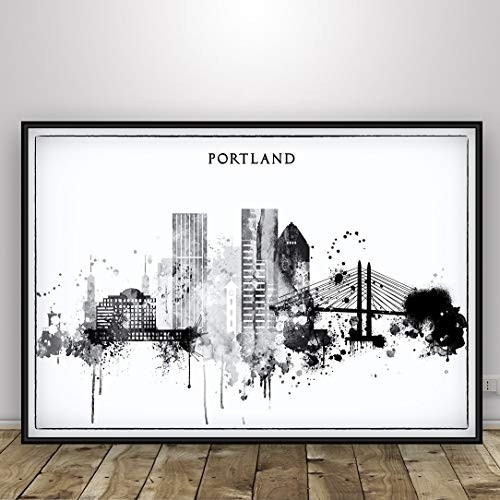 Portland Decor Black and White Watercolor Oregon Skyline art Portland Print Living room Decor Portland Painting Unframed print Portland Decor Black and White Watercolor Oregon Skyline art Portland Print Living room Decor Portland Painting Unframed print