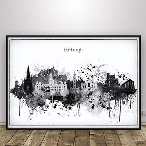 Edinburgh Black and White watercolor city print Edinburgh Capital of Scotland Poster Wall art Edinburgh skyline poster with the name Home Decor Digital Print Unframed print