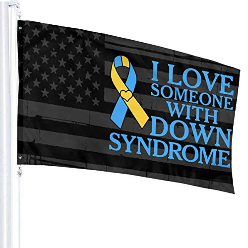 PINGPINGguoqi I Love Someone with Down Syndrome with American Flag 3 X 5 Ft Outdoor Flags Banner Breeze Flag Garden Flag