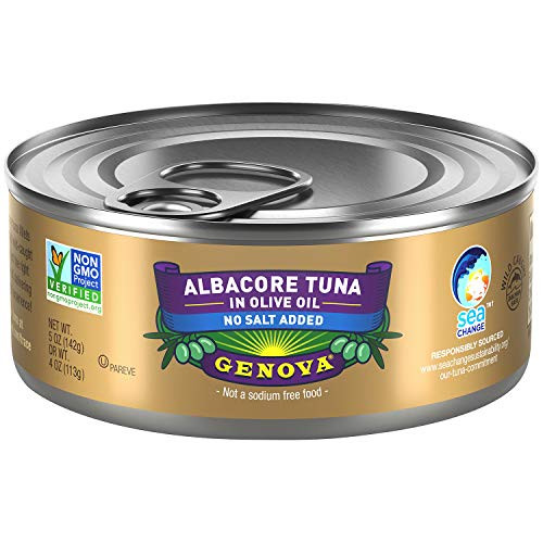 Genova Premium Albacore Tuna in Olive Oil Low Sodium Wild Caught Solid White 5 oz. Can  Pack of 12