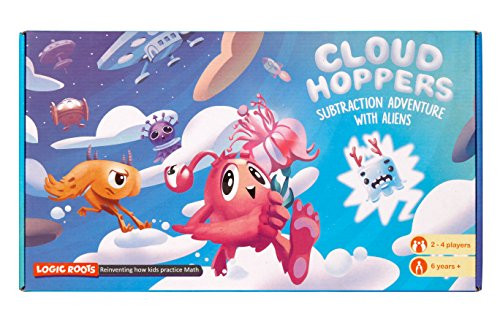 LogicRoots CLOUD HOPPER Addition Subtraction STEM game - Alien chase adventure - Fun learning toy for ages 6 and up - Aligned to Singapore math - With 10 faced math dice