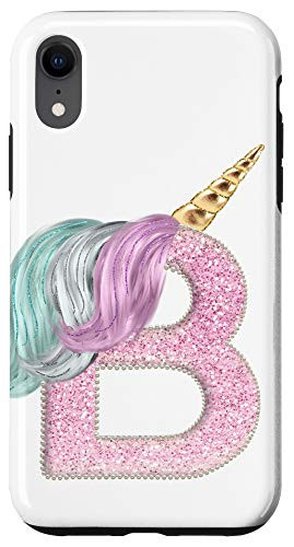 iPhone XR Monogram Unicorn Letter First Name Initial B Case