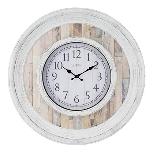La Crosse Technology 404-3051B 20 Inch Weathered Wood Quartz Wall Clock White
