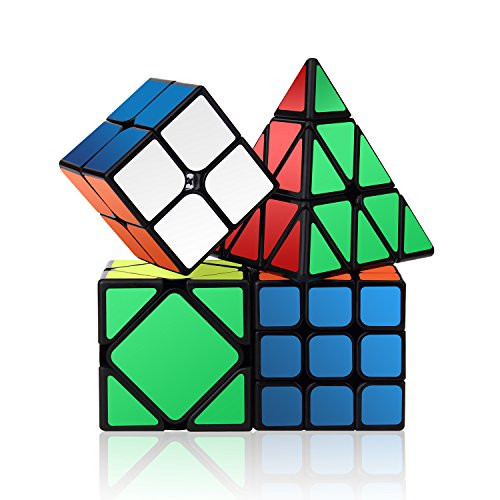 Roxenda Speed Cube Set, Magic Cube Set of 2x2x2 3x3x3 Skewb Pyramid Smooth Puzzle Cube