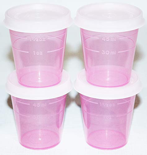Tupperware Set of 4 Midgets 2 Ounce Mini Containers Pink
