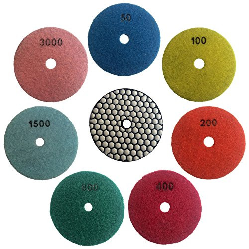 Konfor 3 Inch 7 Pcs Dry Diamond Polishing Pads for Grinding Granite Marble Stone