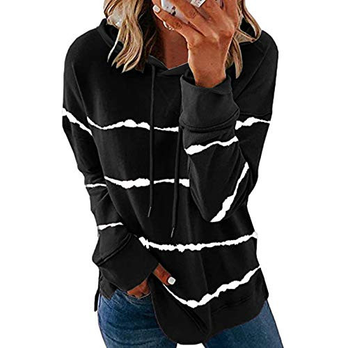 AOKASII Sweatshirts for Women Womens Long Sleeve Loose Casual Fall Pullover Side Split Tunic Tops Black