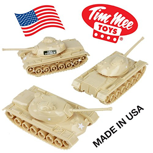 TimMee Toy TANKS for Plastic Army Men: Tan WW2 3pc - Made in USA