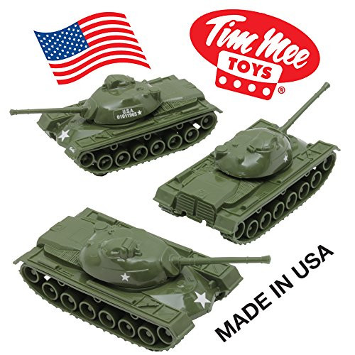 TimMee Toy TANKS for Plastic Army Men: Green WW2 3pc - Made in USA