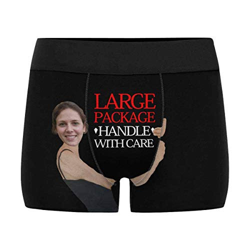 Custom Face Large Package Mens Funny Underwear Shorts Personalized Birthday Gifts for Husband Boxer Briefs Black