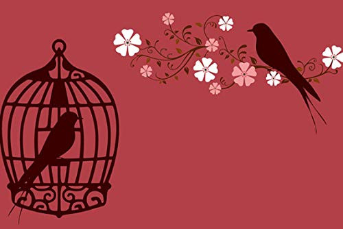 ING Wall Art Print on Canvas 32x21 inches - Bird Bird Cage Cage Birdcage Lovebirds Red Love