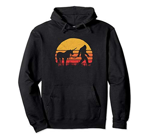 Funny Bigfoot   Sasquatch  and  Unicorn Retro Legends Pullover Hoodie
