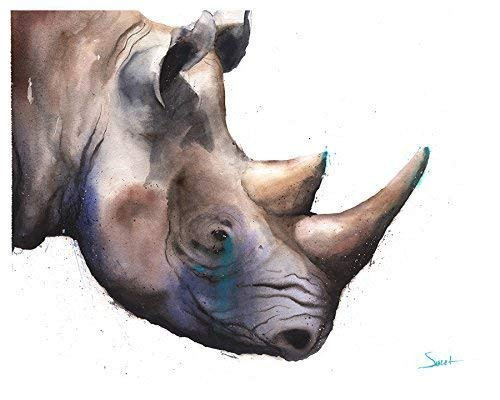 Watercolor Rhino Art Print from Original Painting