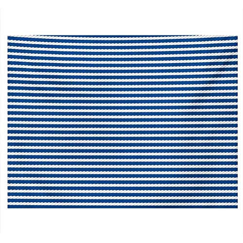 ScottDecor Blue and White Undersea Backdrop Yacht Navy Marine Themed Rope Stripe Pattern on Blue Toned Background PVC Self-Adhesive Decor Wall Blue and White W24 x L12 Inch