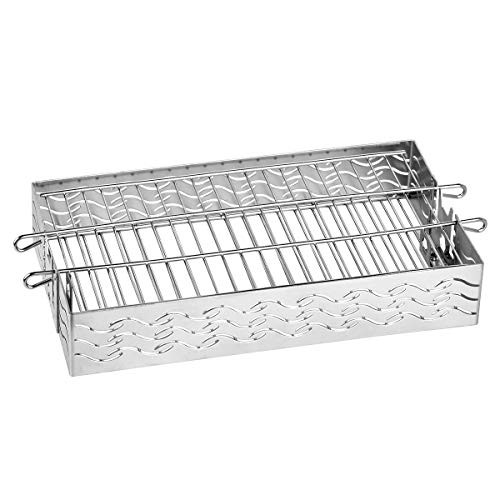 Skyflame Stainless Steel Flat Spit Rotisserie Grill Basket Fits for 5 16 Inch Square 3 8 Inch Square 1 2 Inch Hexagon Spit Rods