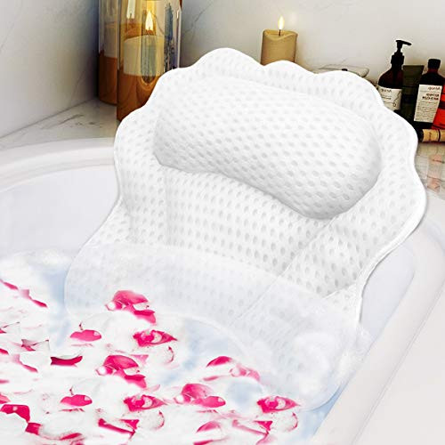 Bath Pillow RUVINCE Ergonomic Luxury bathtub pillow with headNeck Shoulder and back support 4D bath pillows for tub with 6 Powerful Suction Cups Fits all Bathtub Spa Tub Hot Jacuzzi